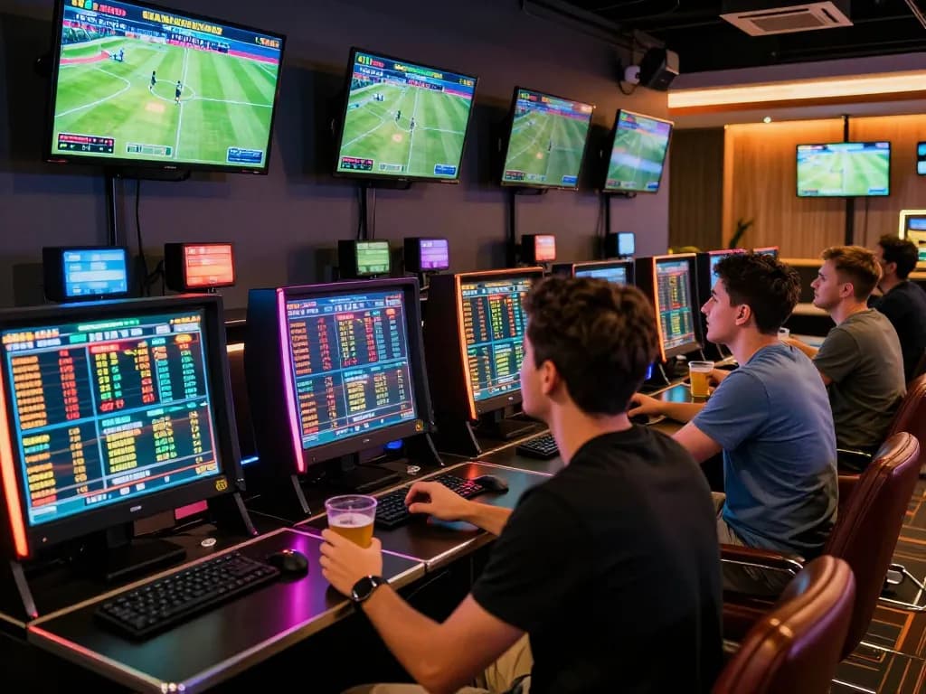 LV88 enthusiasts engaging in spirited sports betting discussions with live odds displayed