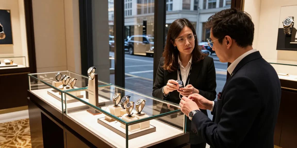 Showcasing premium clone watches in a luxury boutique, highlighting craftsmanship and sophistication