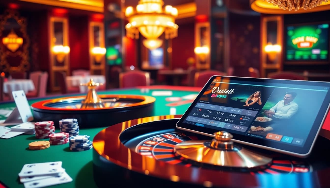 Experience DF999 đăng nhập with a luxurious casino scene showcasing elegant gaming elements and vibrant atmosphere.