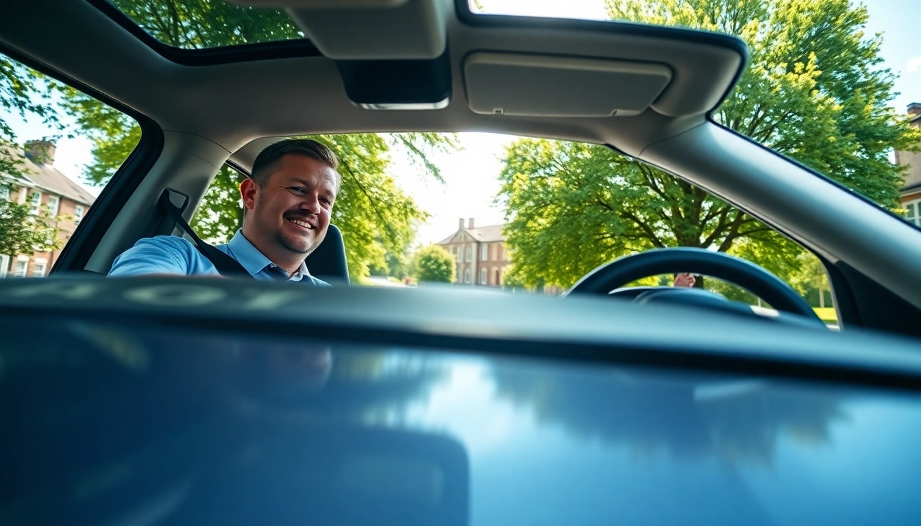 Engaged learner taking a driving lesson Bury St Edmunds with an instructor in a modern vehicle.
