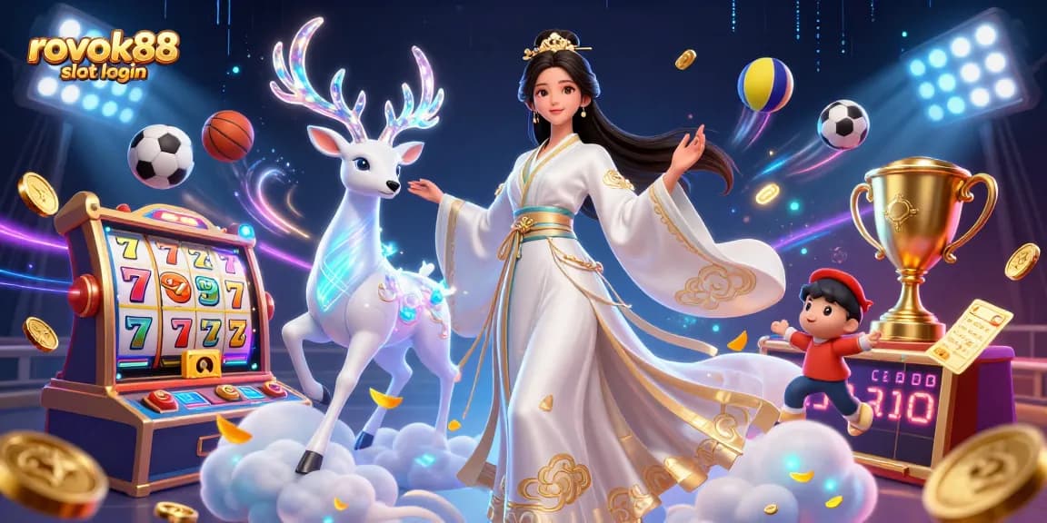 Experience the thrill of rokok88 slot login with dynamic casino elements and vibrant characters.