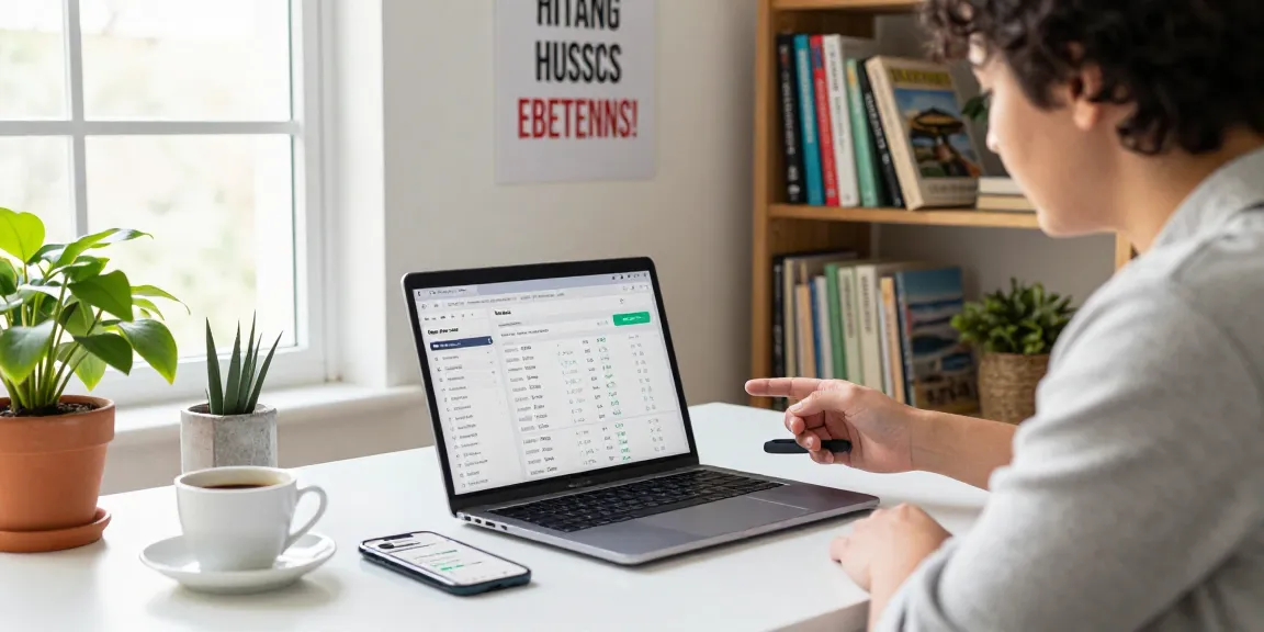 Airbnb host reviewing how much does an airbnb host make with earnings displayed on a laptop in a stylish home office