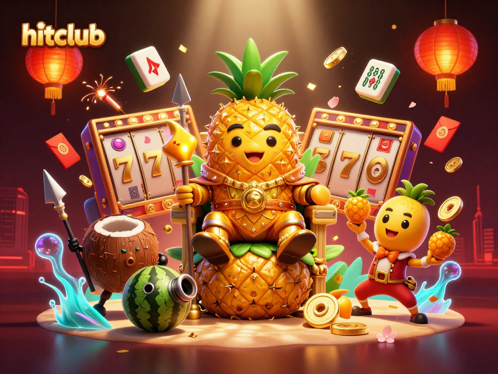 Experience vibrant gameplay with hitclub's animated icons and characters in a lively casino scene.