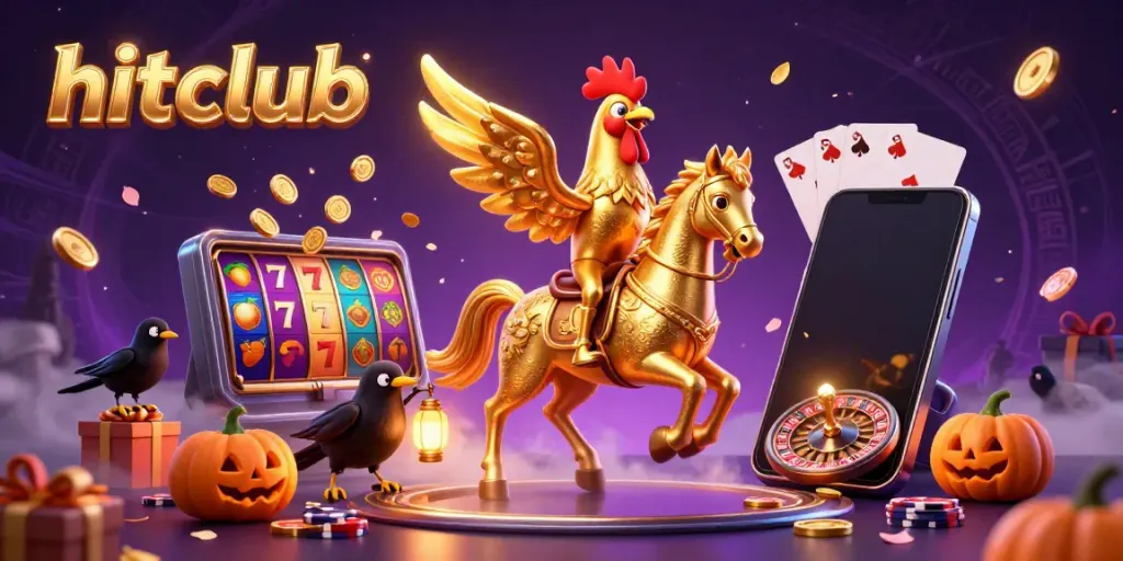 Engage in vibrant action at hitclub with the golden rooster and crow companions in a mystical casino.