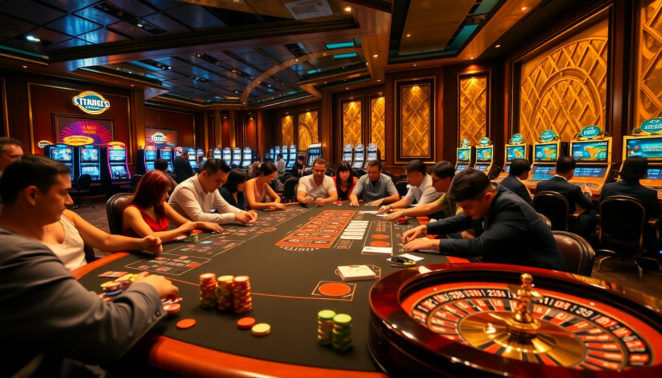 Exciting casino action on Trang chủ Thabet with vibrant tables, poker chips, and live dealers.