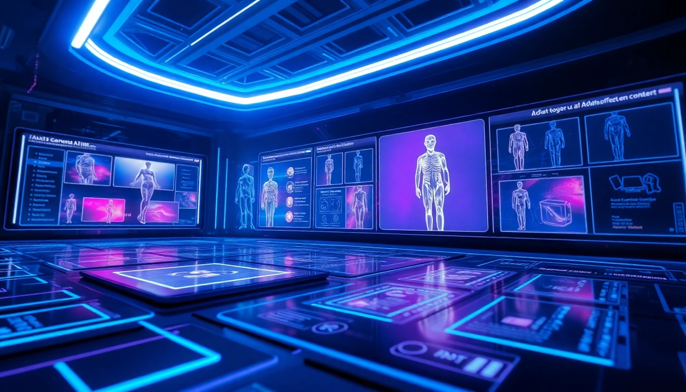 Futuristic digital landscape showcasing innovative porn ai technology with holographic features.