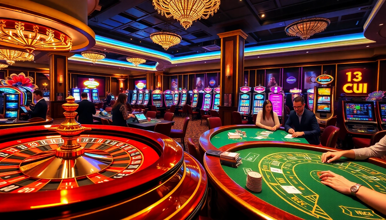 Experience the excitement at 13Win with a luxurious casino atmosphere featuring roulette and poker games.